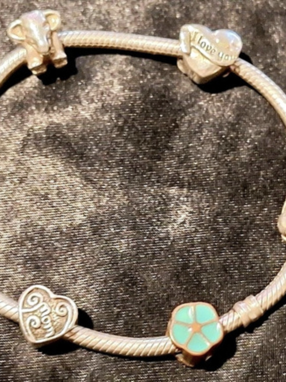Pandora Moments Silver Charm Bracelet with Assorted Charms Silver & Turquoise